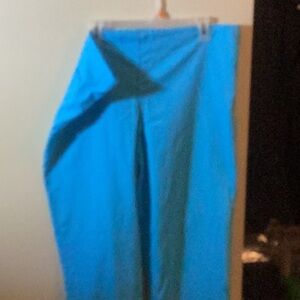 Turquoise scrub bottoms.